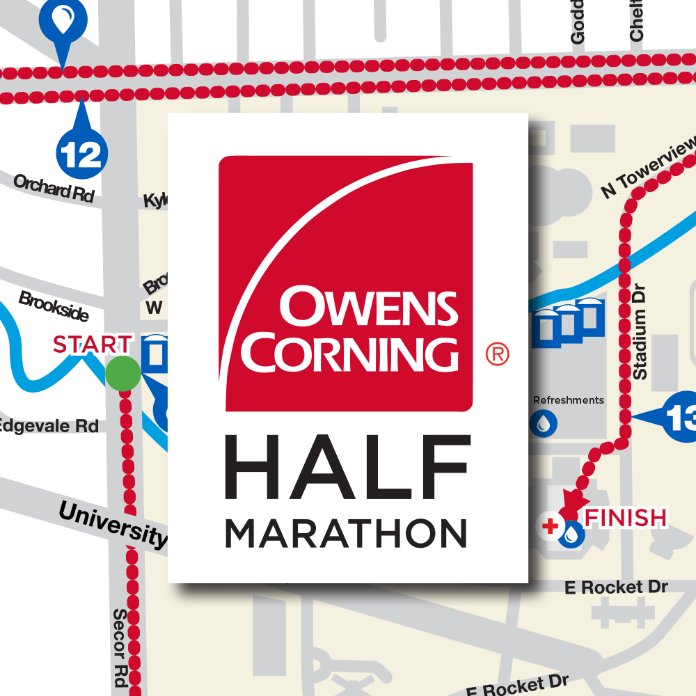 Course Maps - Toledo's Mercy Health Glass City Marathon, Owens Corning Half Marathon, Yark 